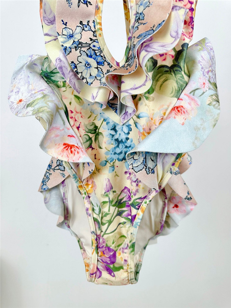 zimm ripple ruffle halter one-piece swimsuit