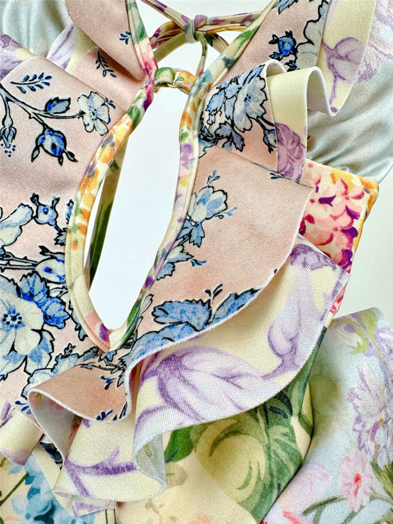 zimm ripple ruffle halter one-piece swimsuit