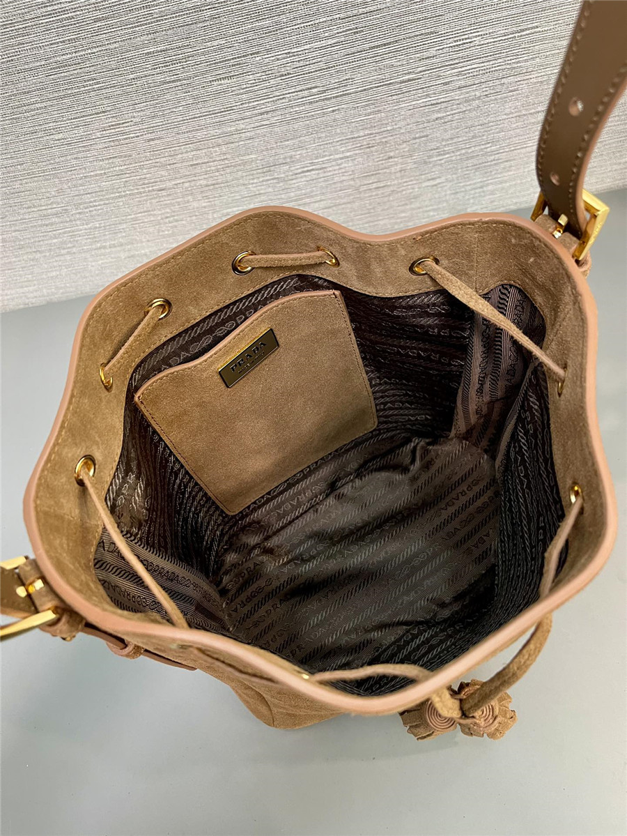 Pra*a suede bucket bag