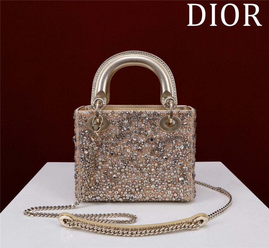 d10r lady embroidered beaded D1am0nd handbag