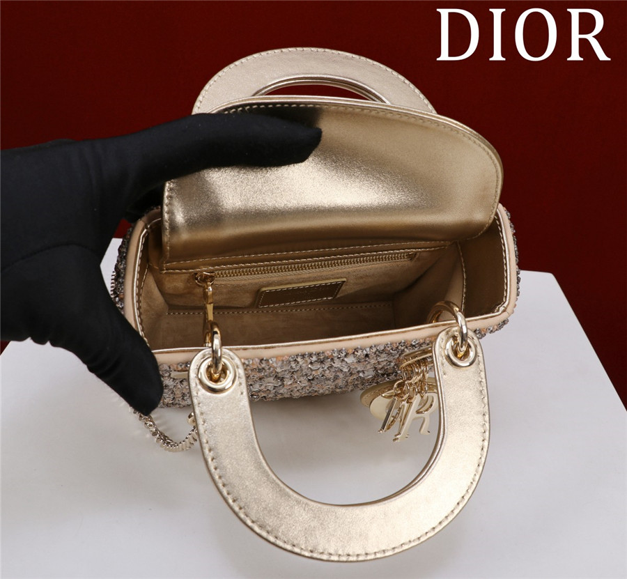 d10r lady embroidered beaded D1am0nd handbag