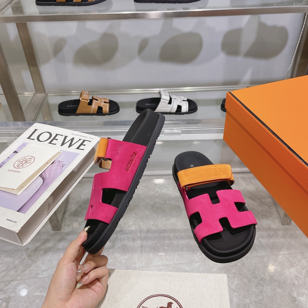 H**me5 chypre pink brown suede sandals