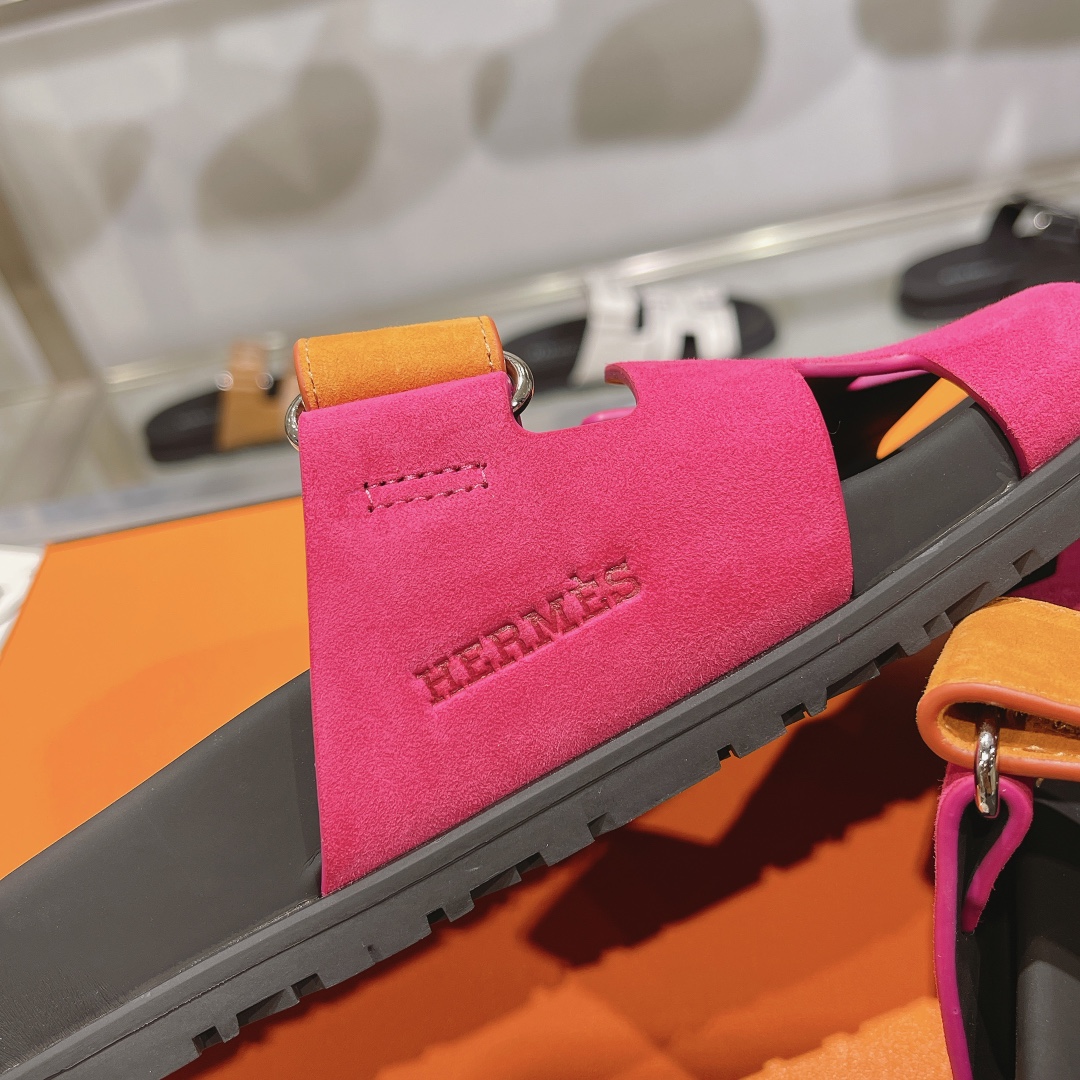 H**me5 chypre pink brown suede sandals