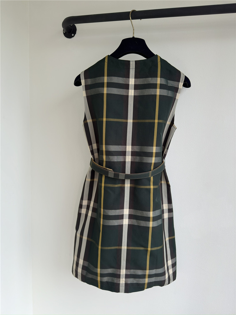 Burberry Ink Green Check Sleeveless Vest Skirt