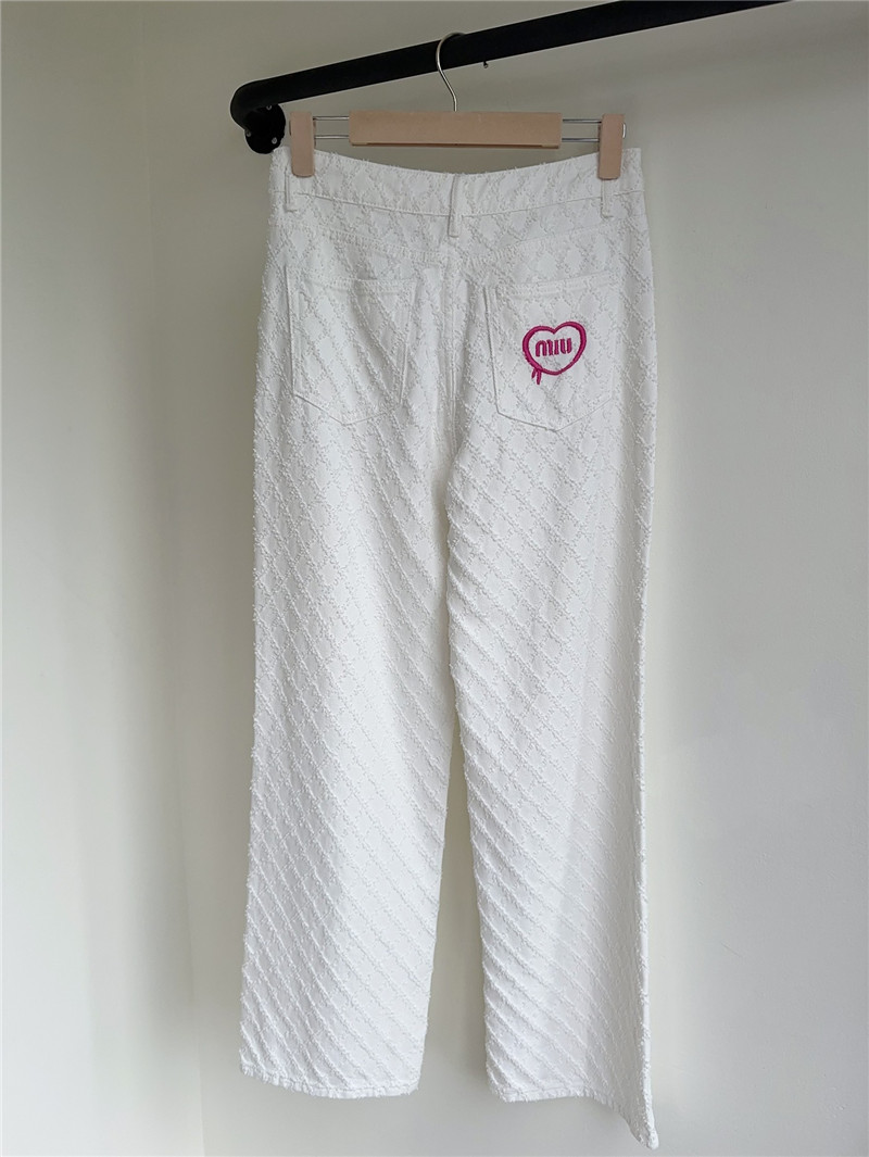 Miumiu embroidered jacquard straight leg jeans