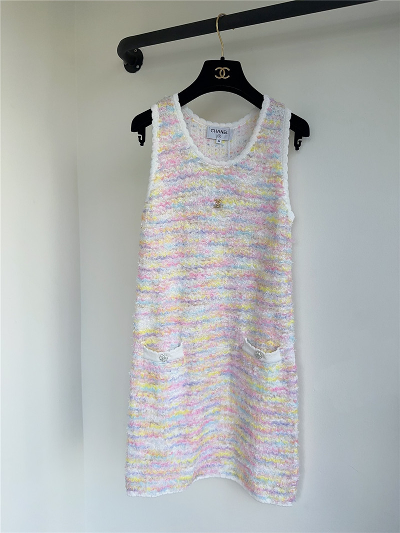 Chanel colorful lightweight gauze knit tank dress