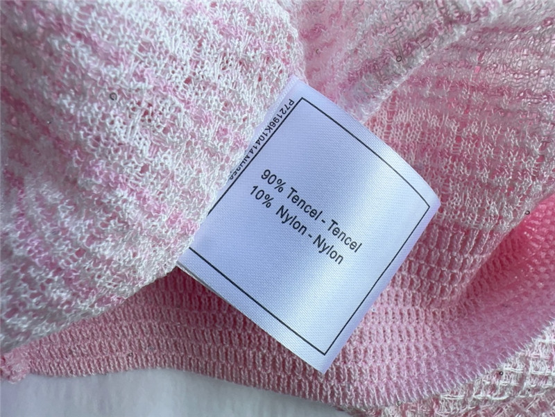 Ch**el pink heavyweight logo jacquard top