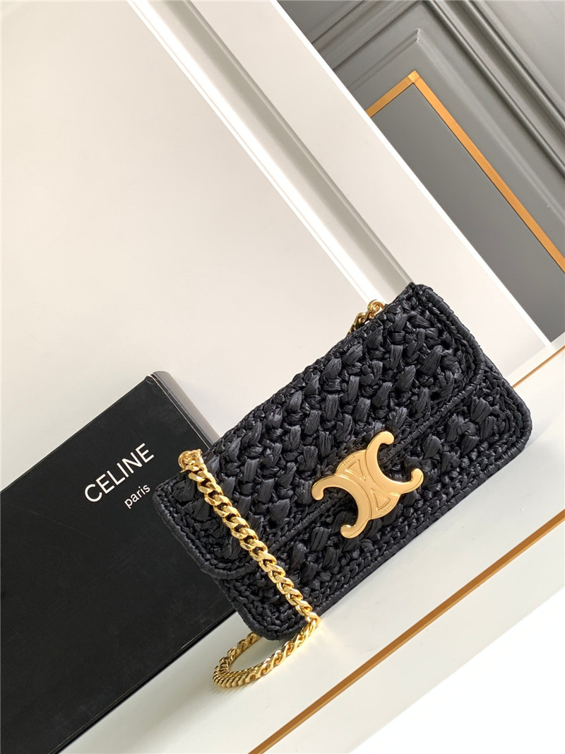 Ce1i*e raffia effect claude chain shoulder bag