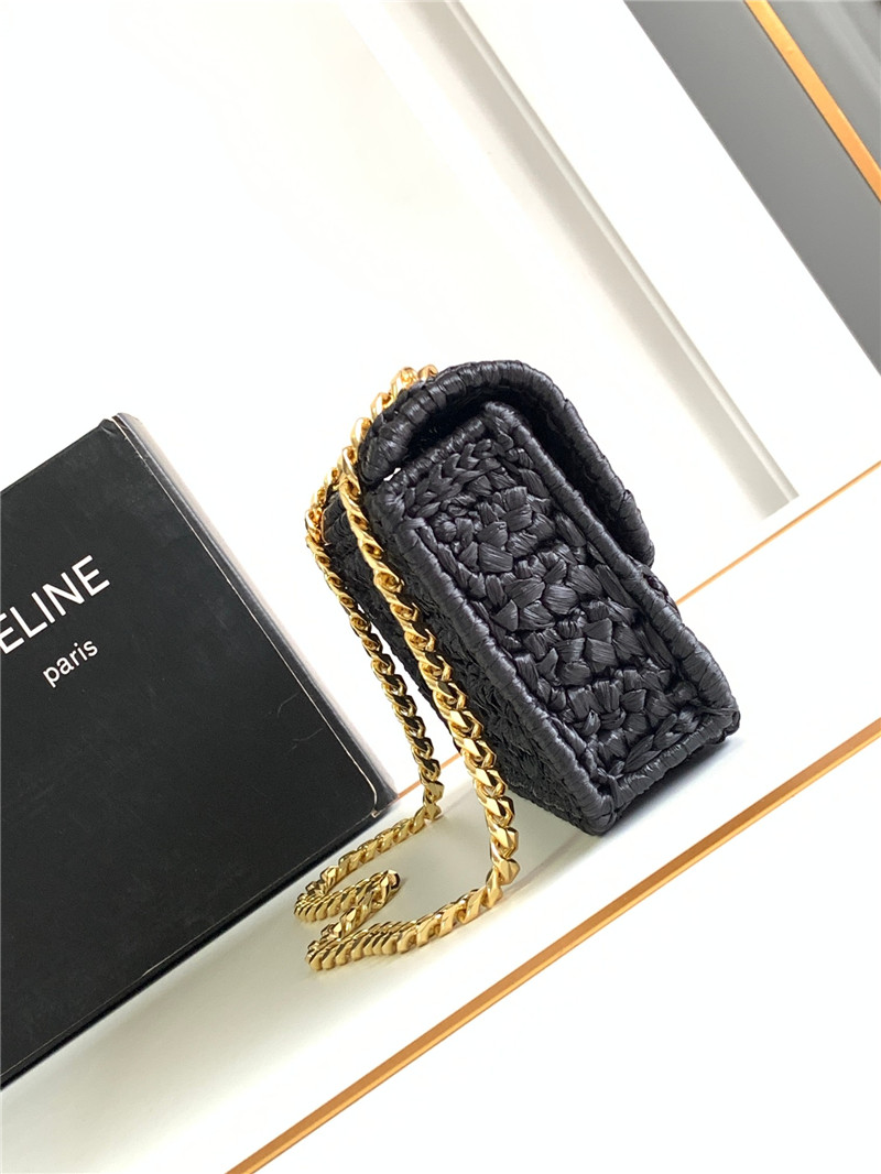 Ce1i*e raffia effect claude chain shoulder bag
