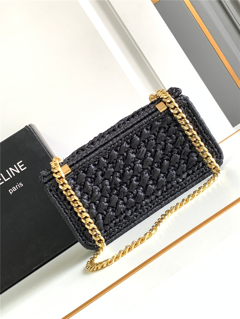 Ce1i*e raffia effect claude chain shoulder bag