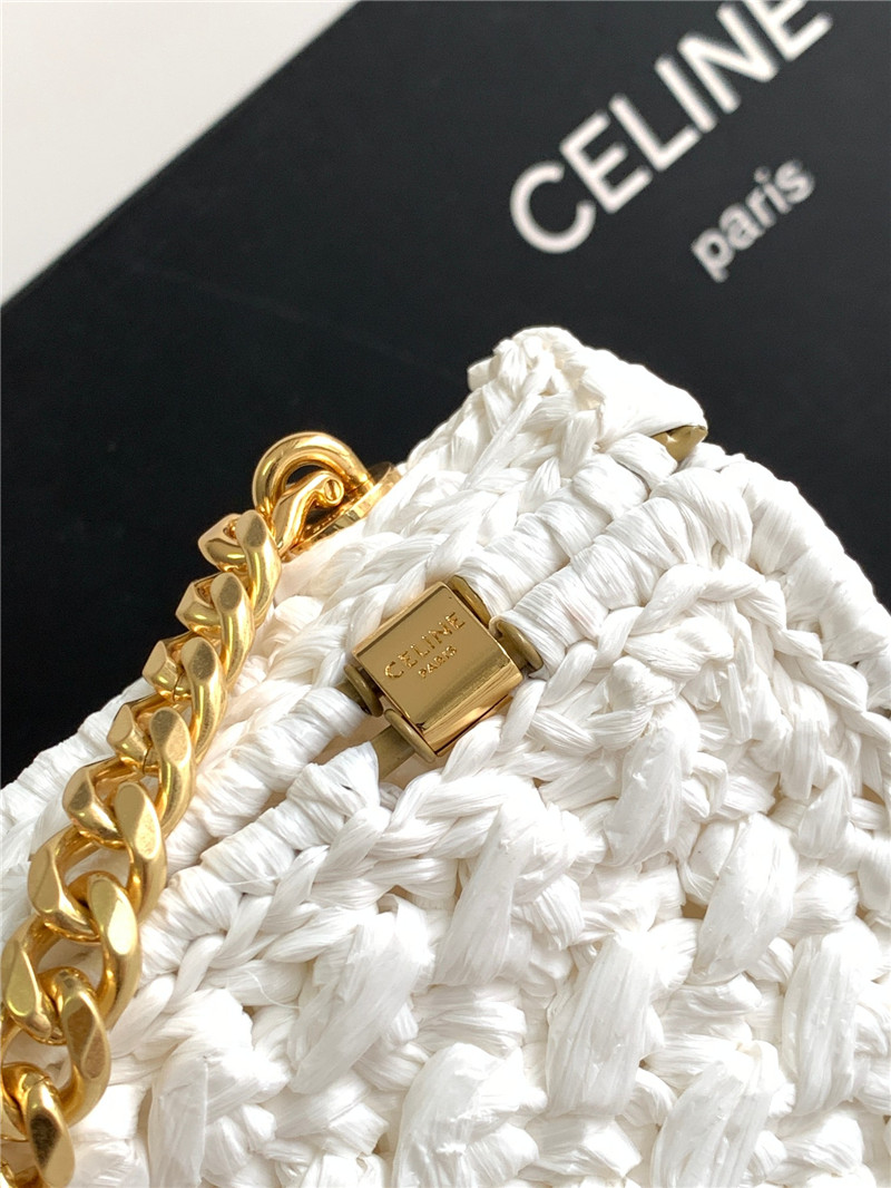 Ce1i*e raffia effect claude chain shoulder bag in white