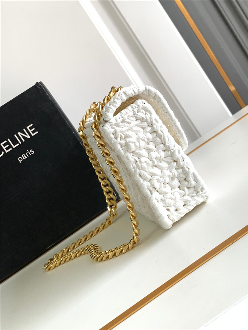 Ce1i*e raffia effect claude chain shoulder bag in white