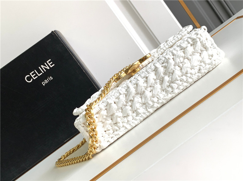Ce1i*e raffia effect claude chain shoulder bag in white