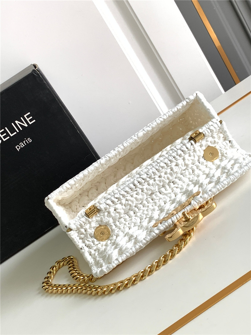 Ce1i*e raffia effect claude chain shoulder bag in white