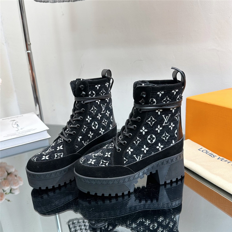 Louis Vuitton Monogram Denim Platform Desert Boots