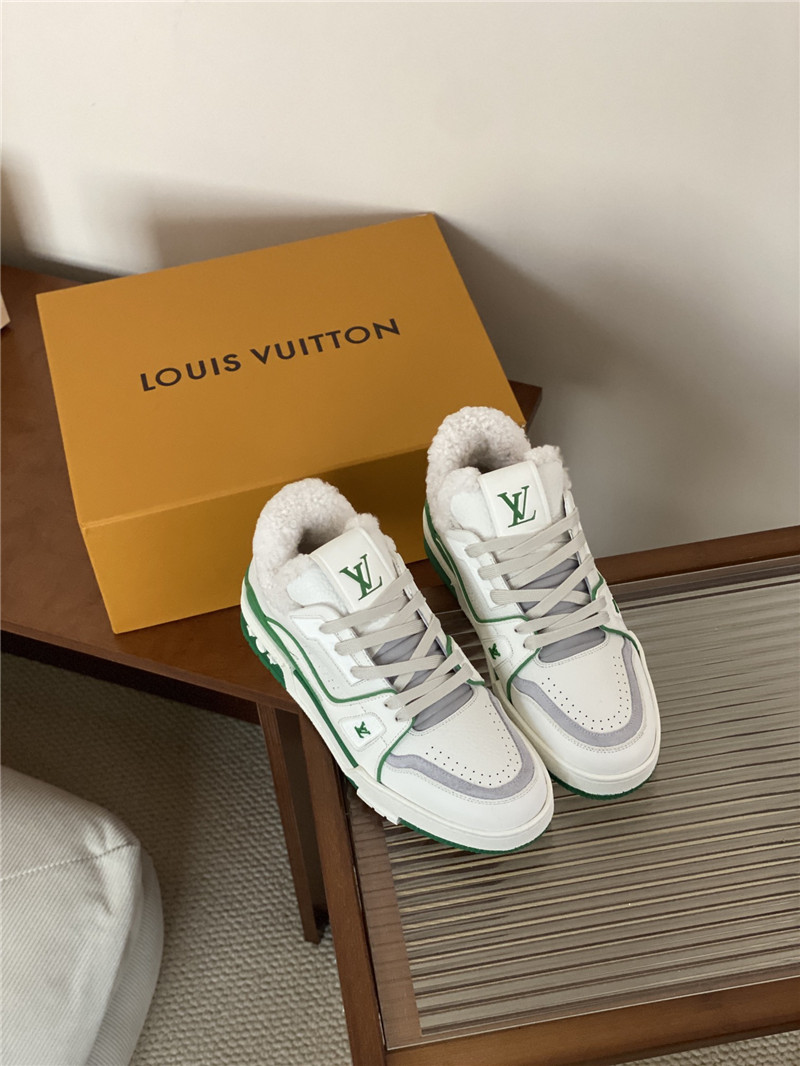 Louis Vuitton LV Trainer Fur Sneakers in White