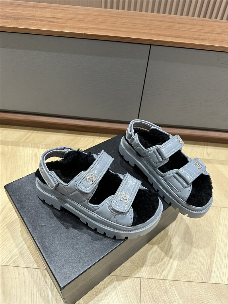 Chanel new wool beach sandals