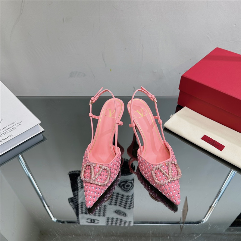 va1e*ntin0 heavy woven v D1am0nd high heel sandals