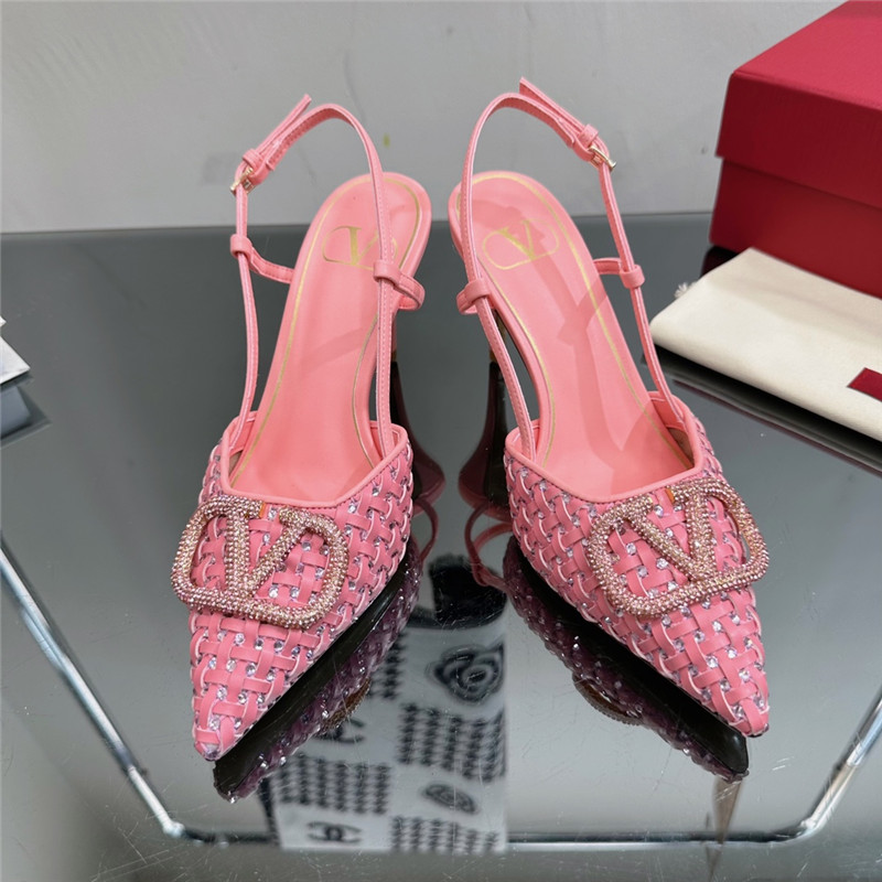 va1e*ntin0 heavy woven v D1am0nd high heel sandals