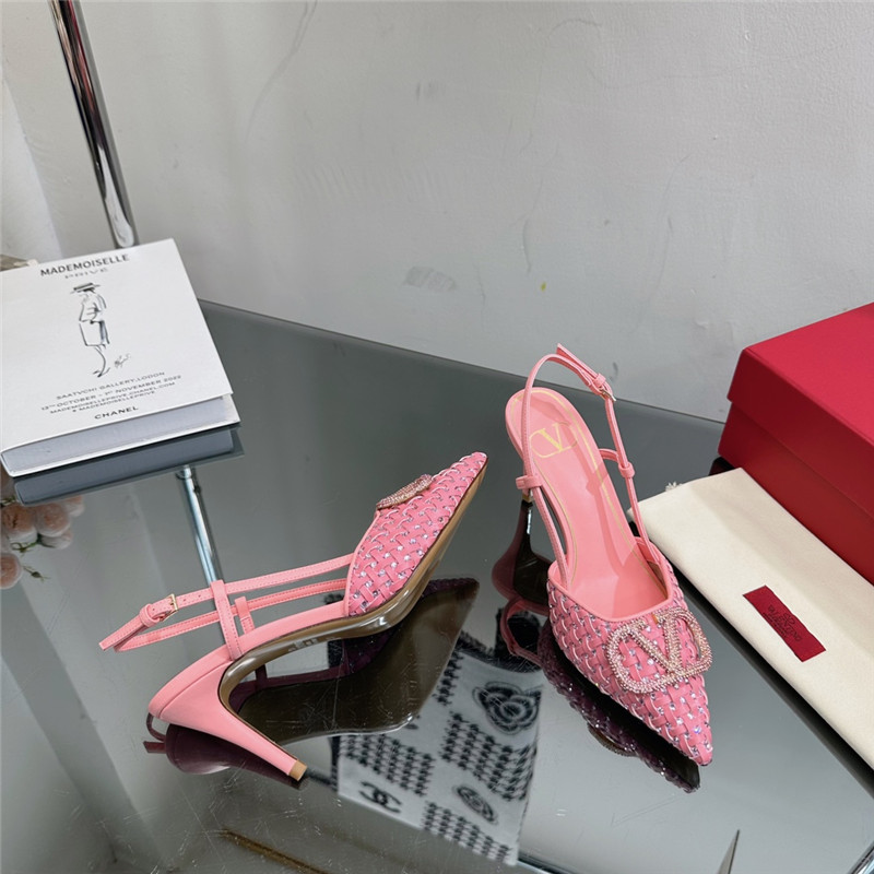 va1e*ntin0 heavy woven v D1am0nd high heel sandals