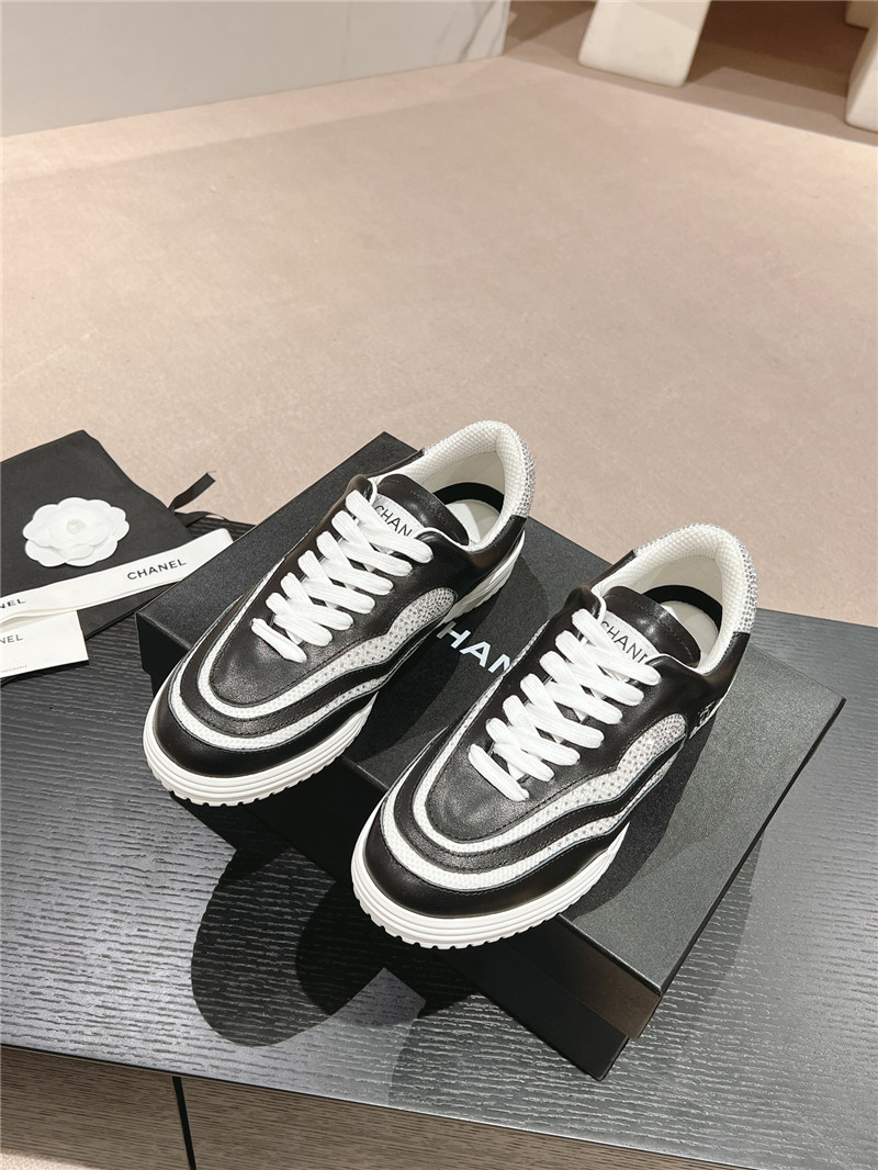 Chanel rhinestone stitching casual sneakers
