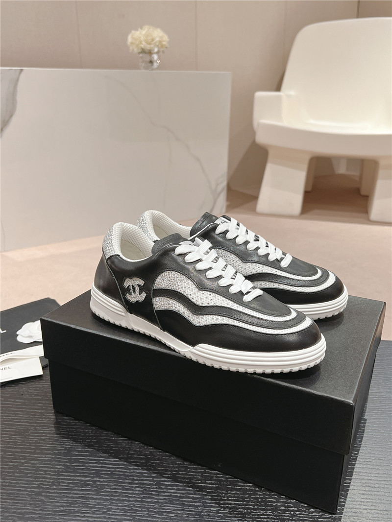 Chanel rhinestone stitching casual sneakers