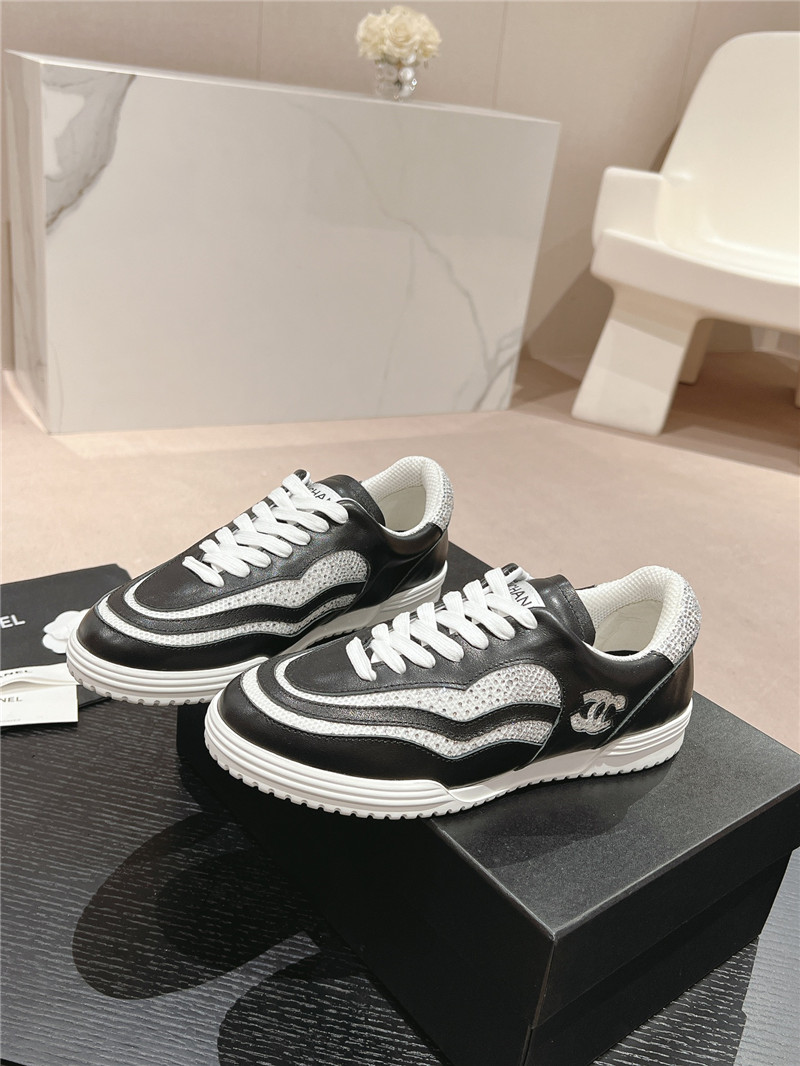 Chanel rhinestone stitching casual sneakers