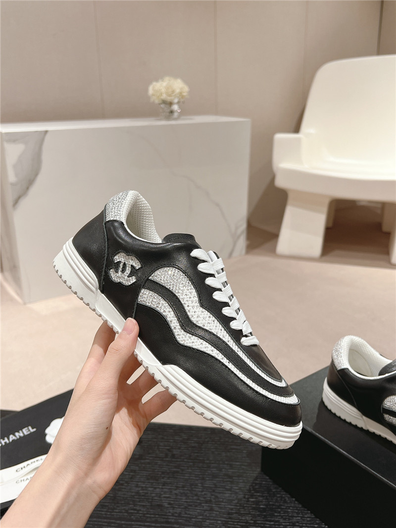 Chanel rhinestone stitching casual sneakers