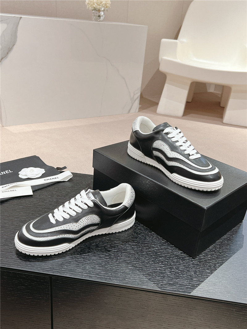 Chanel rhinestone stitching casual sneakers