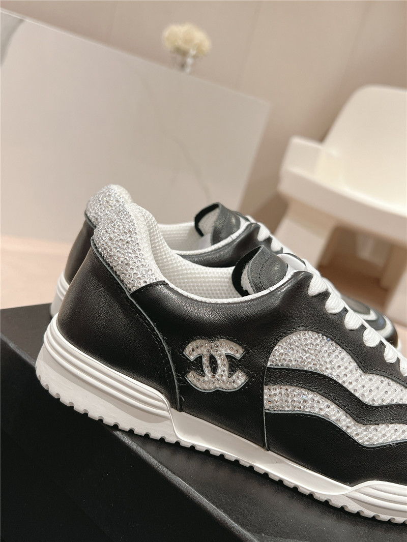 Chanel rhinestone stitching casual sneakers