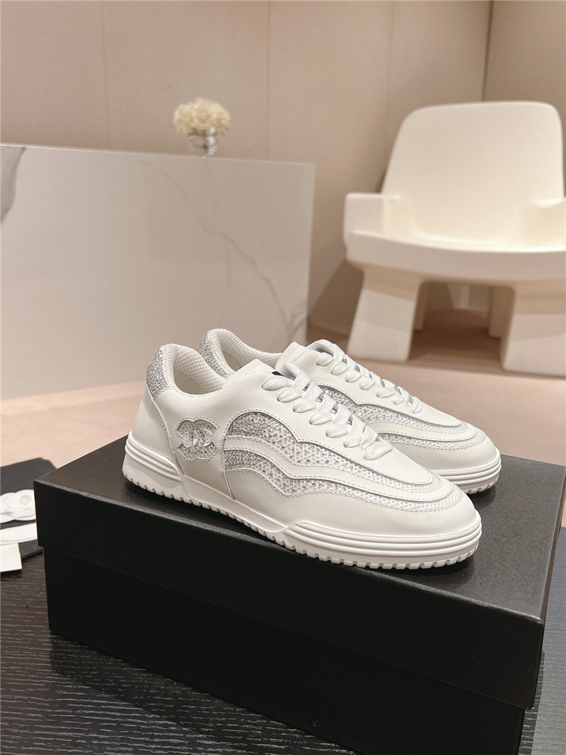 Chanel rhinestone stitching casual sneakers