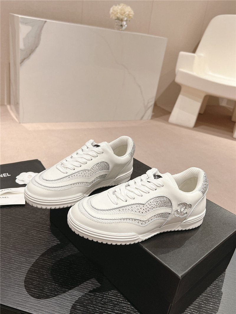 Chanel rhinestone stitching casual sneakers