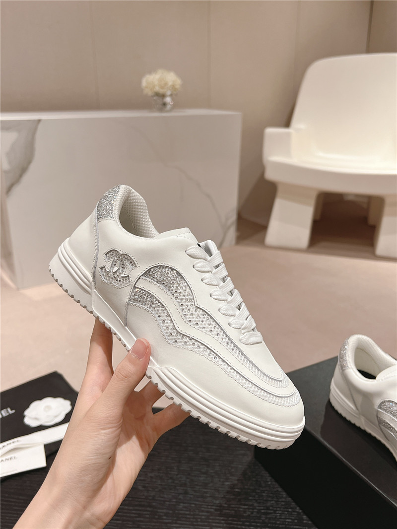 Chanel rhinestone stitching casual sneakers