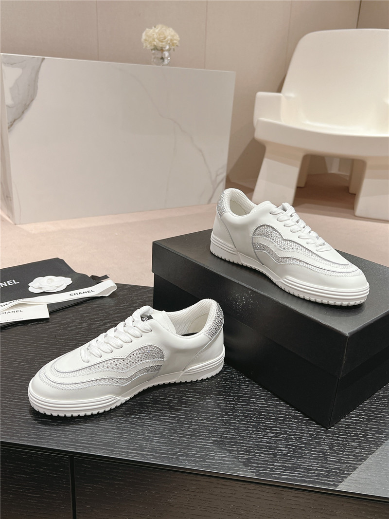 Chanel rhinestone stitching casual sneakers