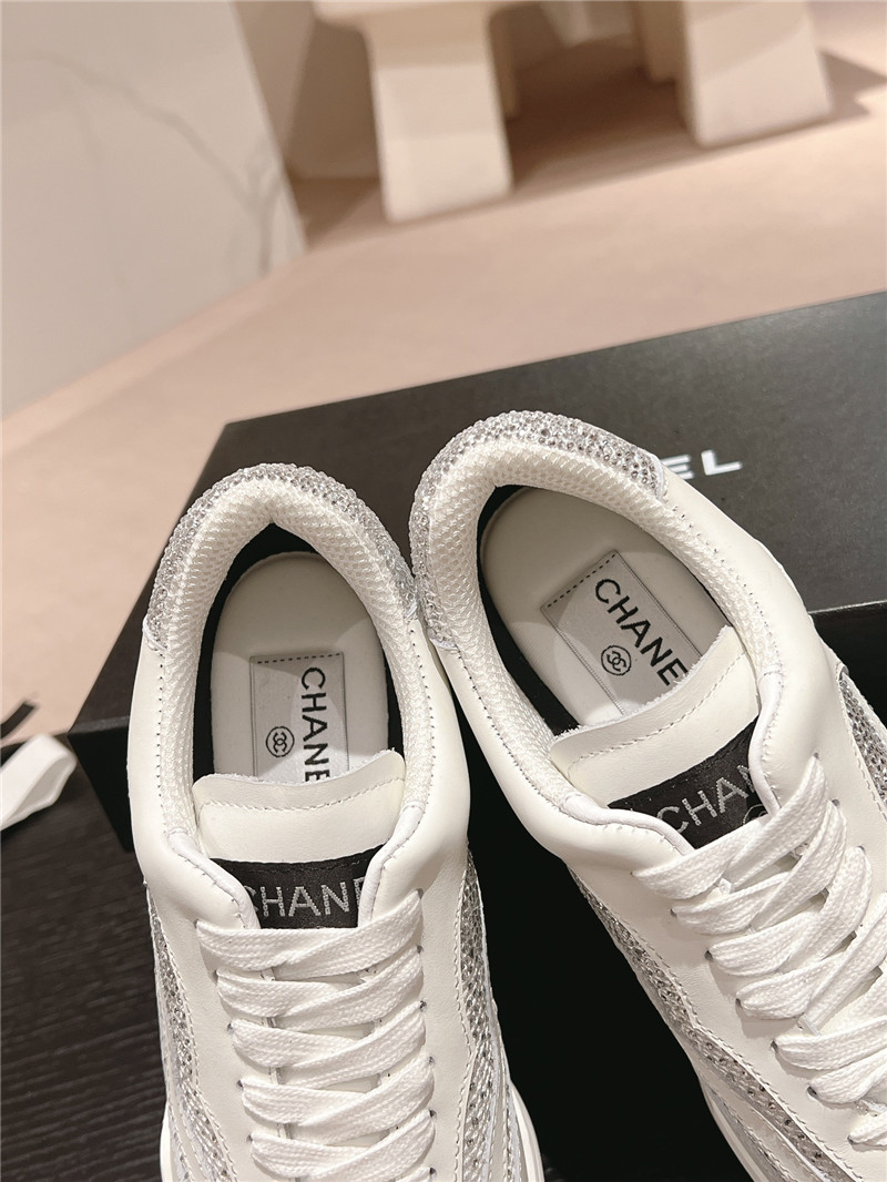 Chanel rhinestone stitching casual sneakers