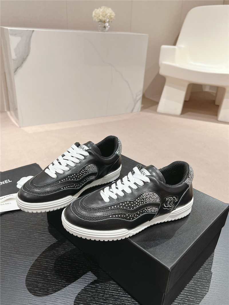 Chanel rhinestone stitching casual sneakers