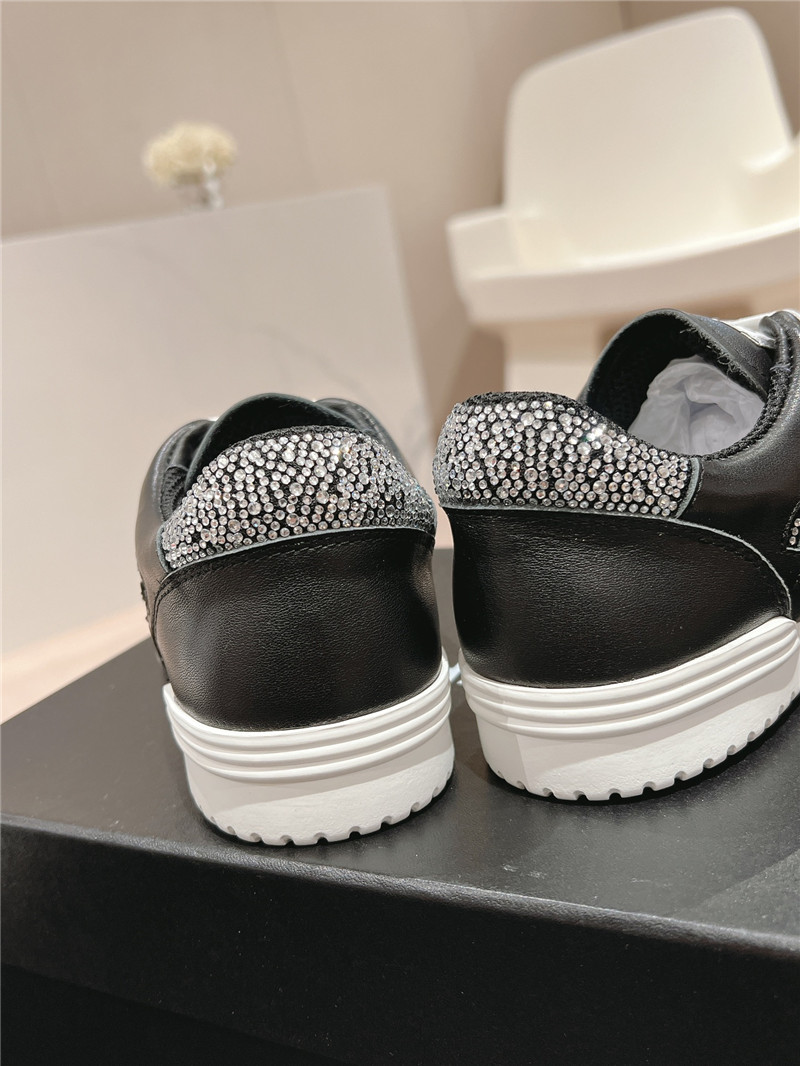 Ch**el rhinestone stitching casual sneakers