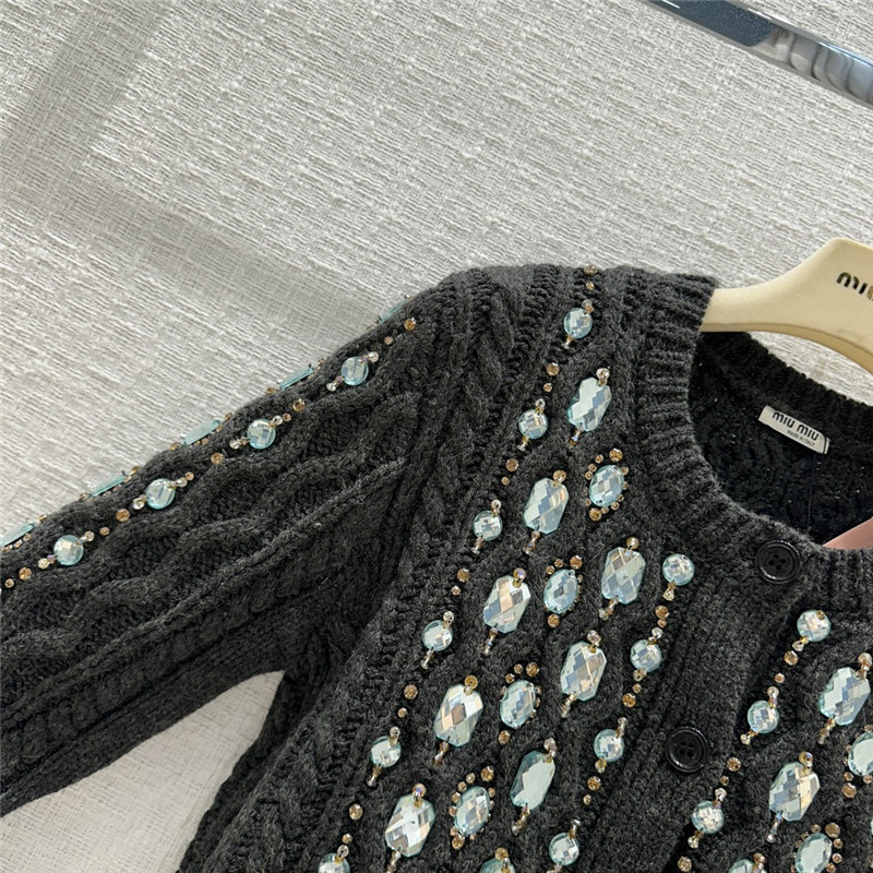 Miu Miu Round Neck Beaded Cardigan