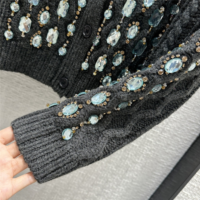 Miu Miu Round Neck Beaded Cardigan