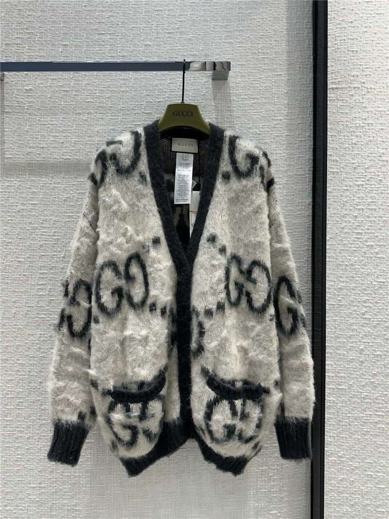 Gucci GG Black Mohair Cardigan Jacket