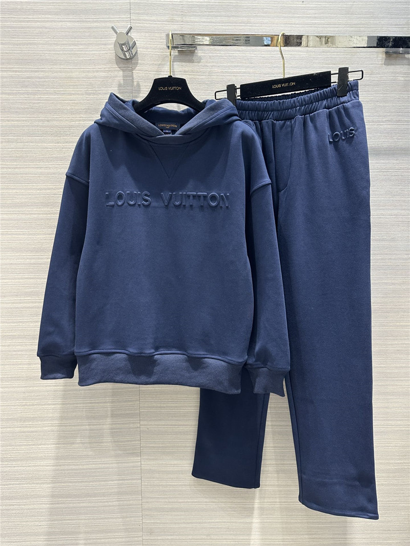 Louis Vuitton LV Blue Hooded Logo Sweatshirt Suit