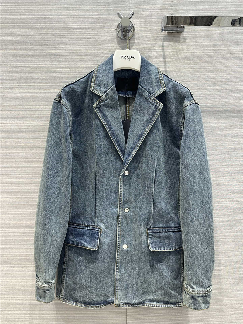 prada enzyme washed denim blazer