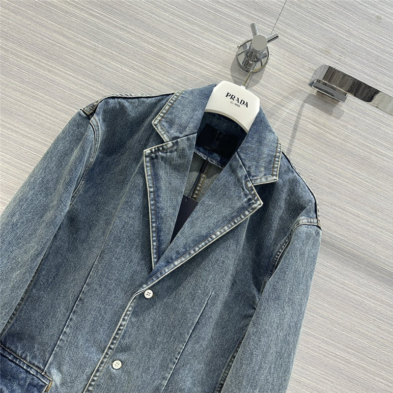prada enzyme washed denim blazer
