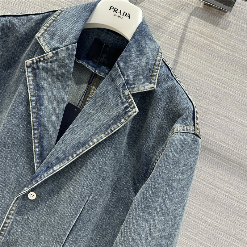 prada enzyme washed denim blazer