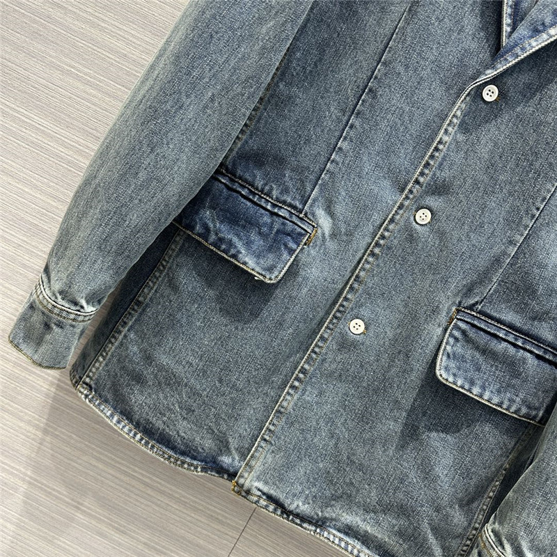 prada enzyme washed denim blazer