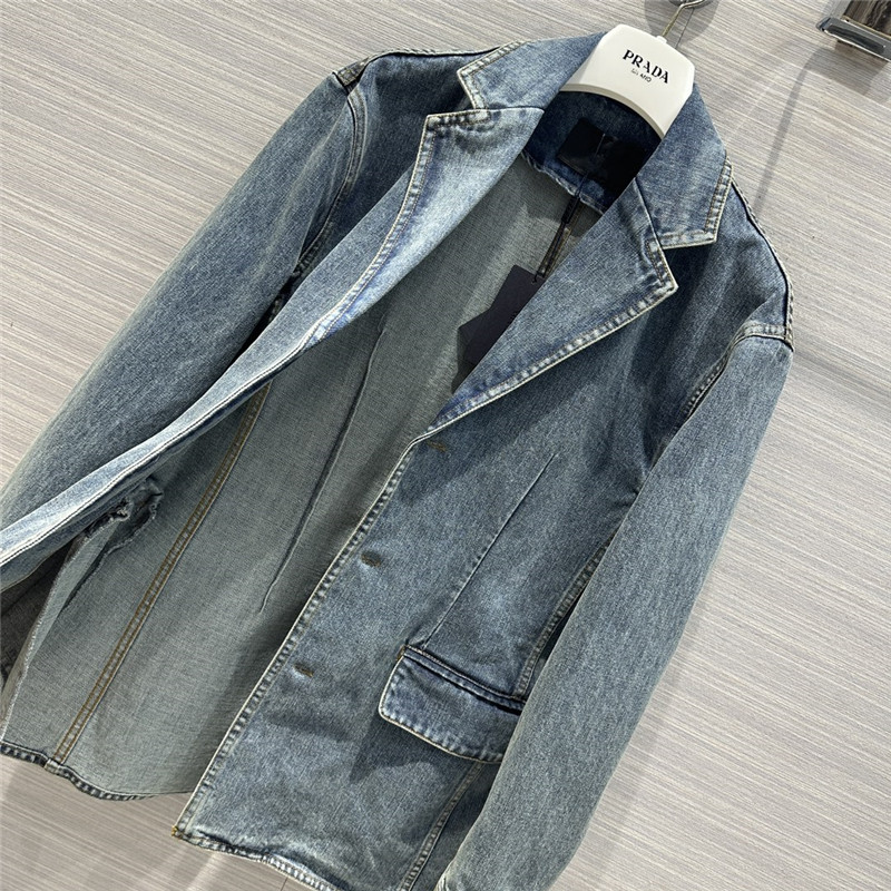 prada enzyme washed denim blazer