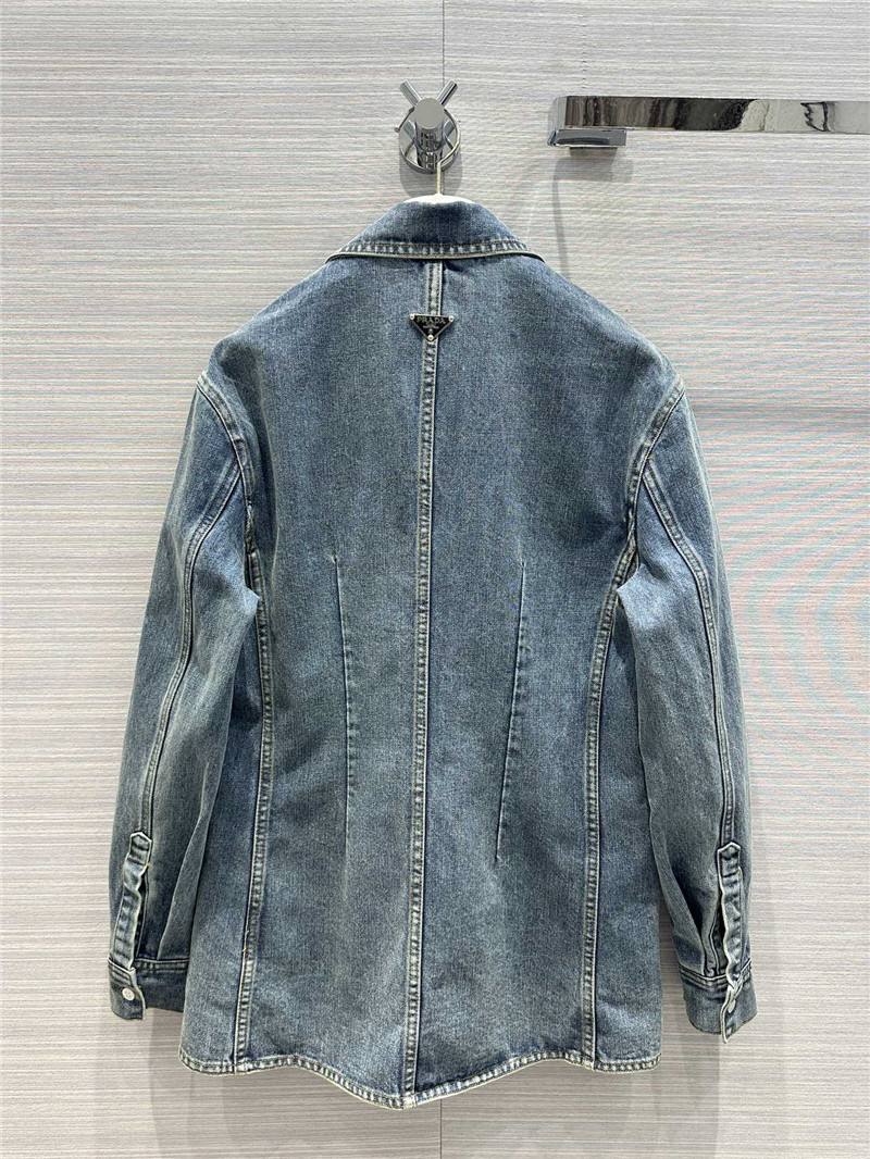 prada enzyme washed denim blazer