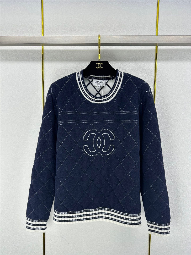 Chanel Logo Plaid Knitted Sweater