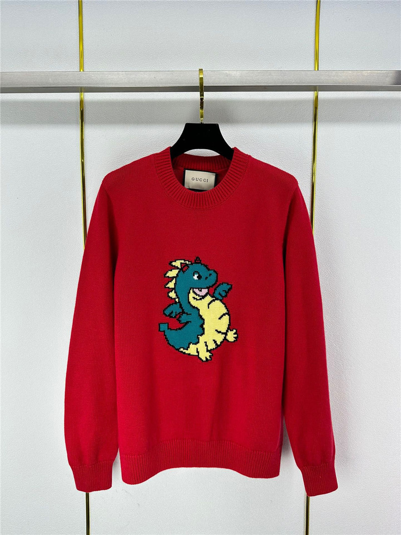 Gucci Red Dragon Appliqu¨¦ Sweater