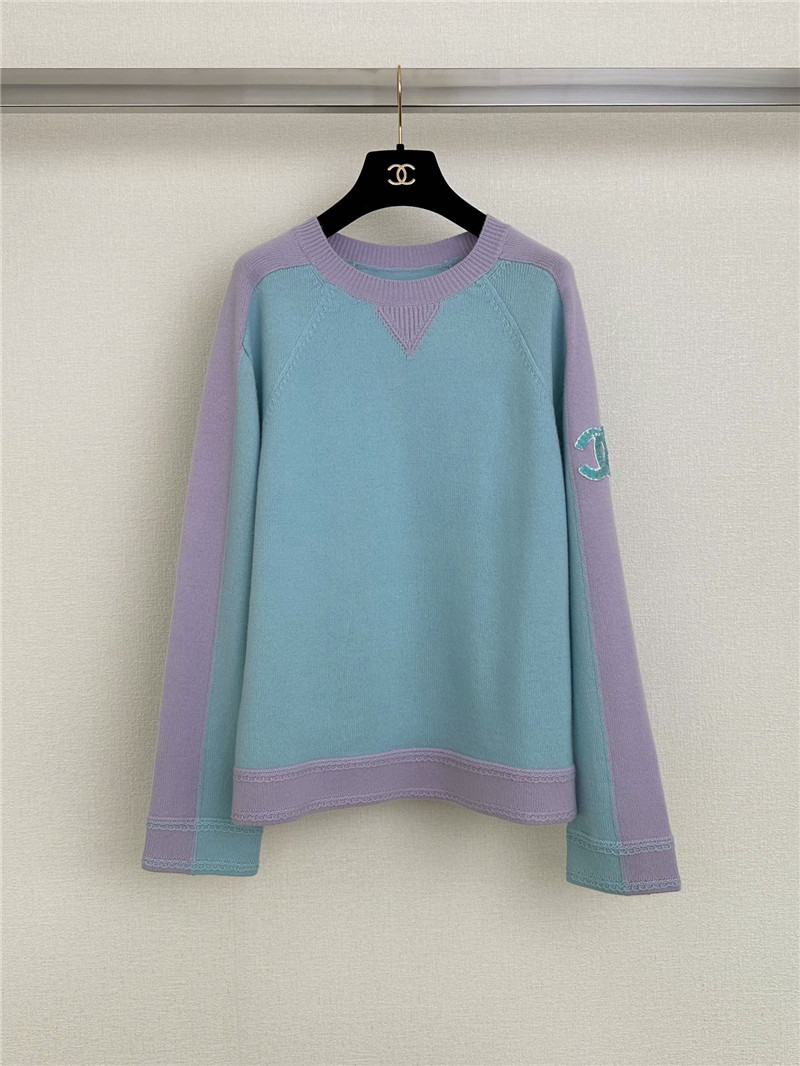 Chanel Color Block Pullover Logo Sweater